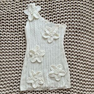 Cream One-Shoulder Cover Up Knit Dress